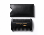 Wooden Beard Comb with Leather Case