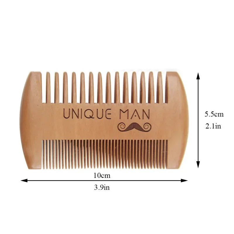 Wooden Beard Comb with Leather Case